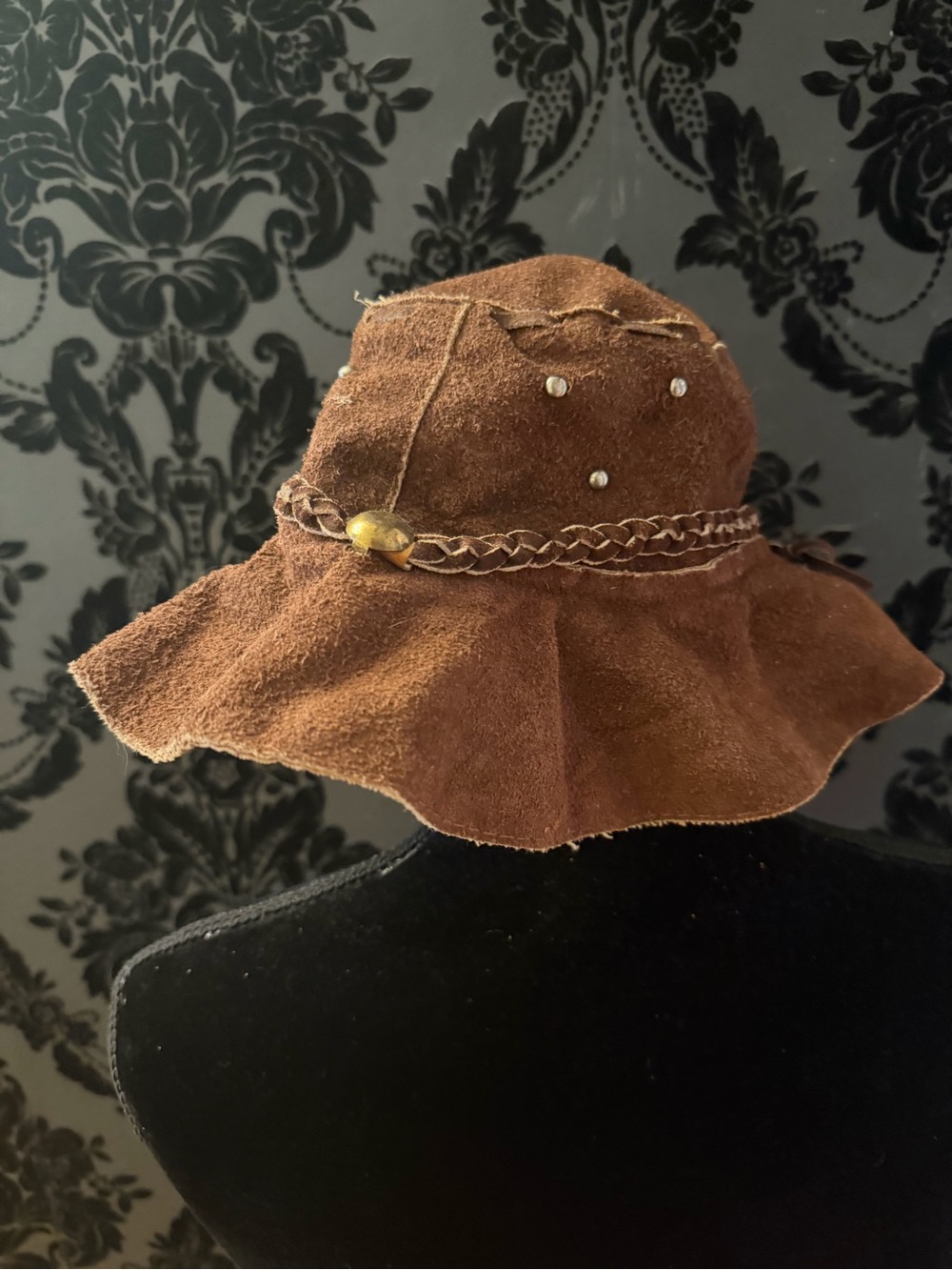 Rare vintage hippie suede bucket / floppy hat